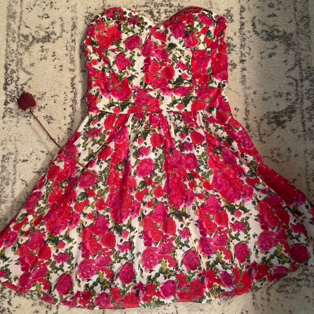 Strapless Floral Spring / Summer Party Dress